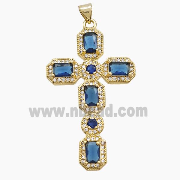Copper Cross Pendant Pave Zirconia 18K Gold Plated