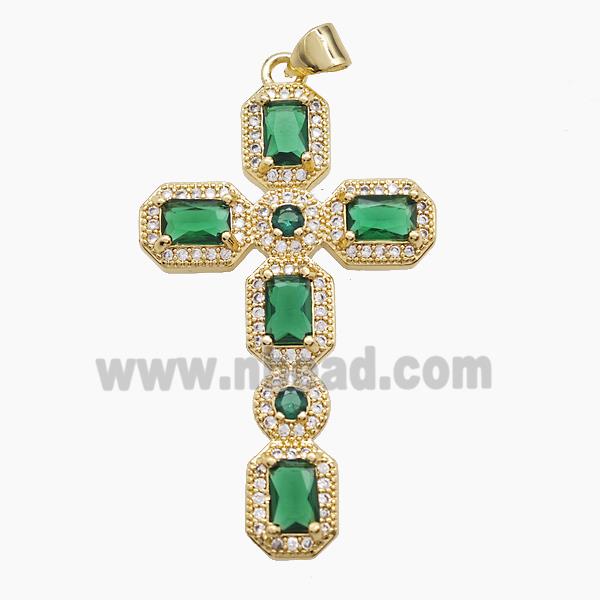 Copper Cross Pendant Pave Zirconia 18K Gold Plated