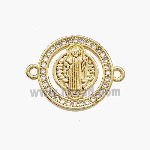 Copper Saint Jude Connector Pave Zirconia 18K Gold Plated