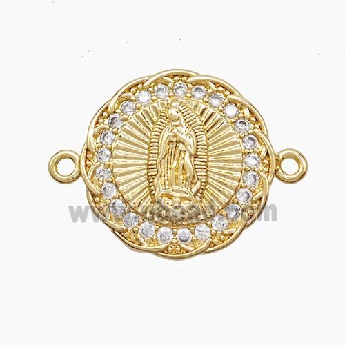 Copper Virgin Mary Connector Pave Zirconia 18K Gold Plated
