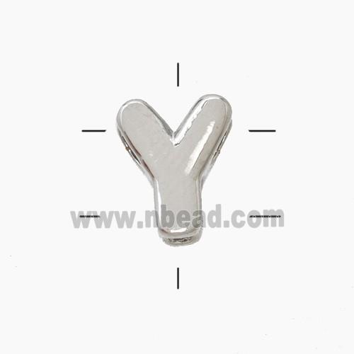 Copper Letter-Y Beads 2holes Platinum Plated