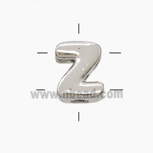 Copper Letter-Z Beads 2holes Platinum Plated