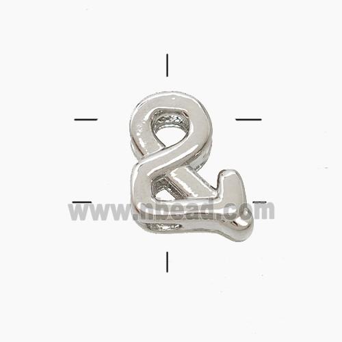 Copper AND Symbols Beads 2holes Platinum Plated