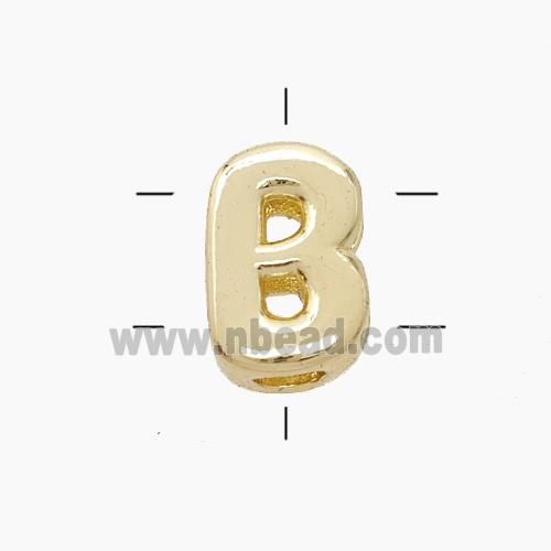 Copper Letter-B Beads 2holes Gold Plated