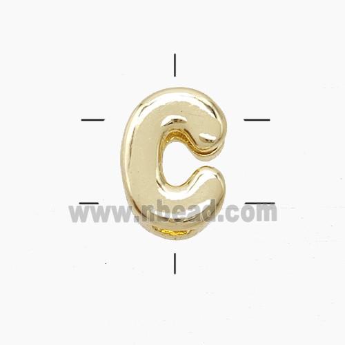 Copper Letter-C Beads 2holes Gold Plated