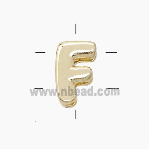 Copper Letter-F Beads 2holes Gold Plated