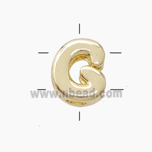 Copper Letter-G Beads 2holes Gold Plated