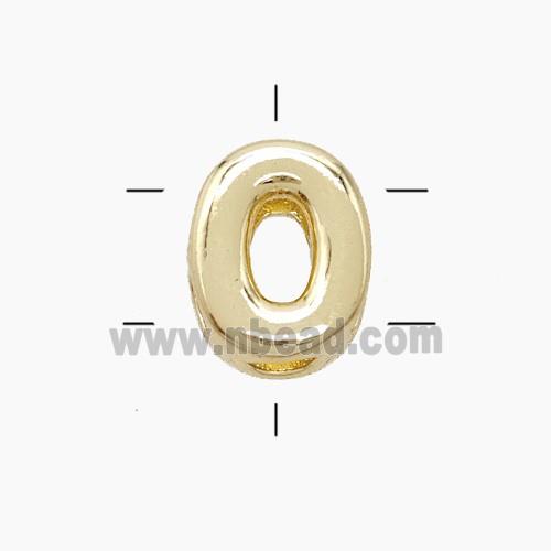 Copper Letter-O Beads 2holes Gold Plated