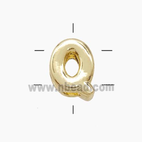 Copper Letter-Q Beads 2holes Gold Plated