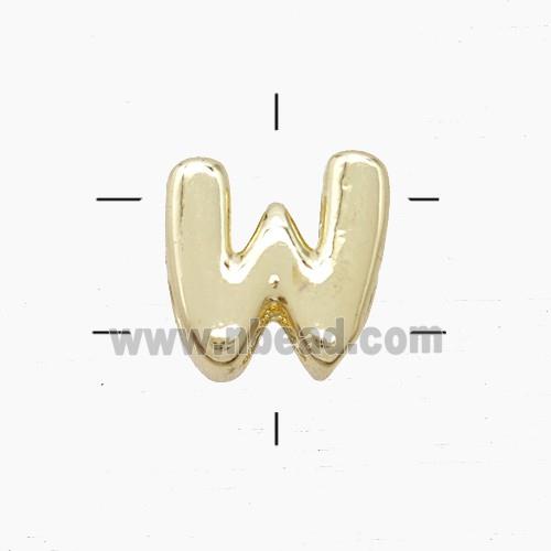 Copper Letter-W Beads 2holes Gold Plated