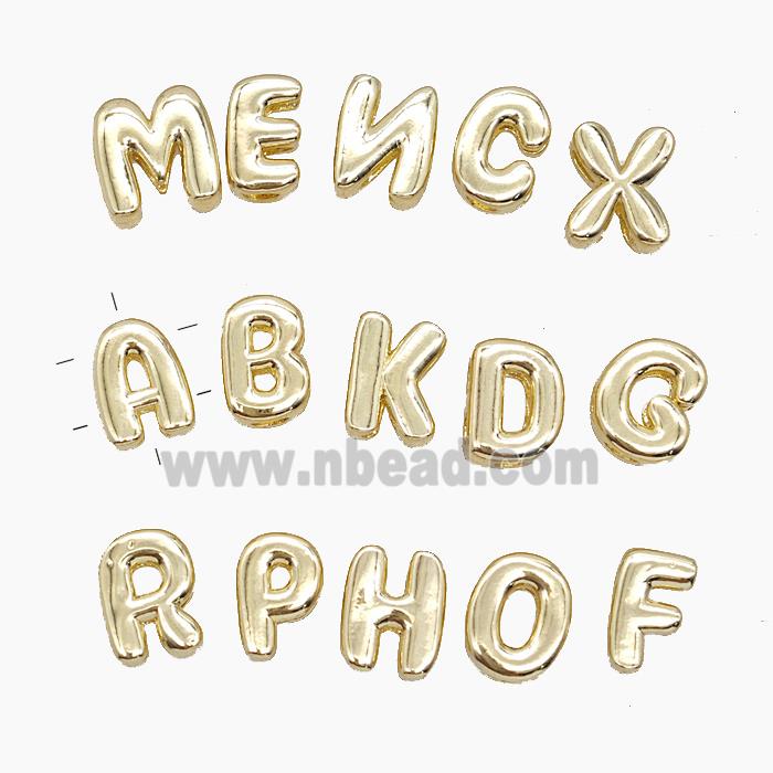 Copper Alphabets Beads 2holes Mix Letters Gold Plated