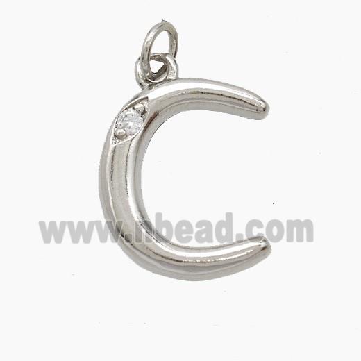 Copper Letter-C Pendant Pave Zirconia Platinum Plated