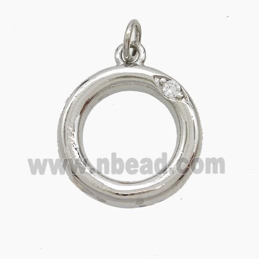 Copper Letter-O Pendant Pave Zirconia Platinum Plated