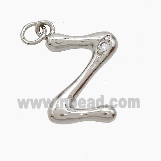 Copper Letter-Z Pendant Pave Zirconia Platinum Plated