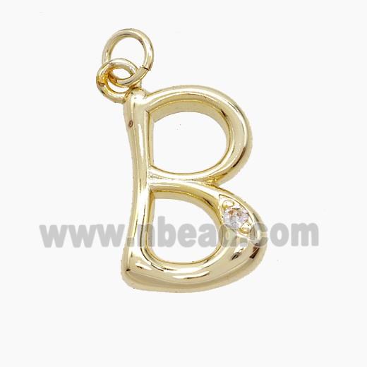 Copper Letter-B Pendant Pave Zirconia Gold Plated
