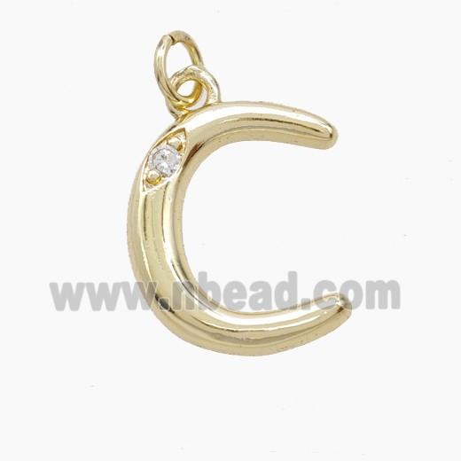 Copper Letter-C Pendant Pave Zirconia Gold Plated