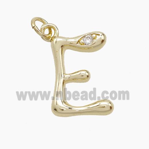 Copper Letter-E Pendant Pave Zirconia Gold Plated