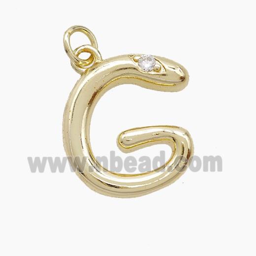 Copper Letter-G Pendant Pave Zirconia Gold Plated