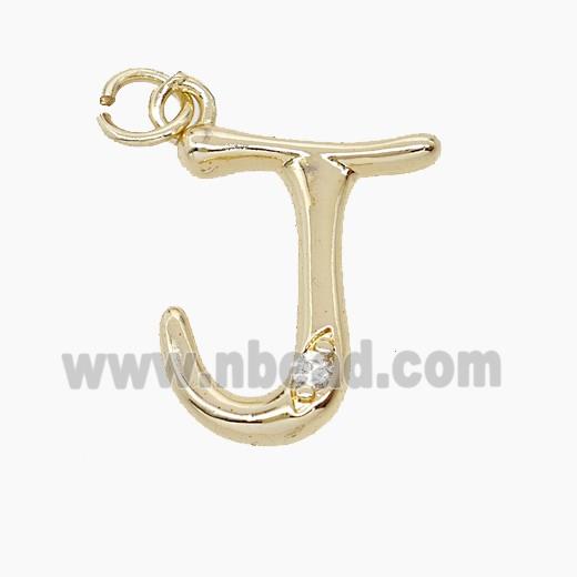 Copper Letter-J Pendant Pave Zirconia Gold Plated