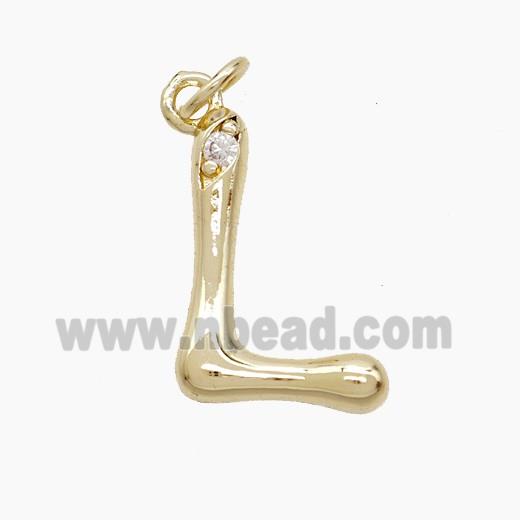 Copper Letter-L Pendant Pave Zirconia Gold Plated