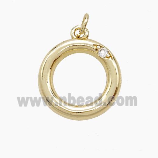 Copper Letter-O Pendant Pave Zirconia Gold Plated