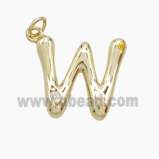 Copper Letter-W Pendant Pave Zirconia Gold Plated