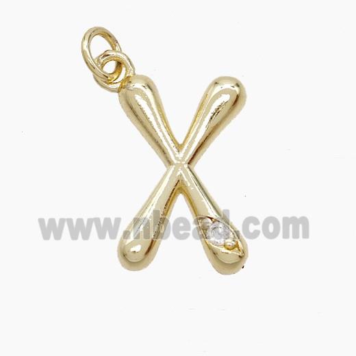 Copper Letter-X Pendant Pave Zirconia Gold Plated