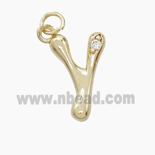 Copper Letter-Y Pendant Pave Zirconia Gold Plated
