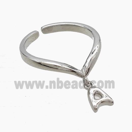 Copper Ring With Letter-A Platinum Plated