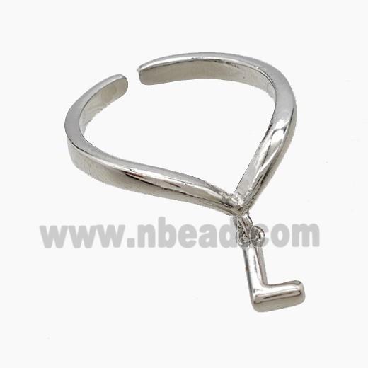 Copper Ring With Letter-L Platinum Plated