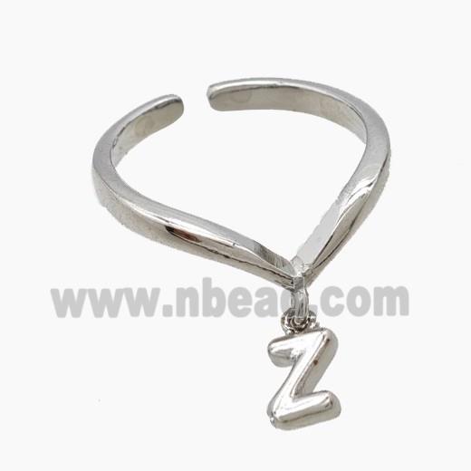 Copper Ring With Letter-Z Platinum Plated