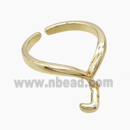Copper Ring With Letter-J Gold Plated