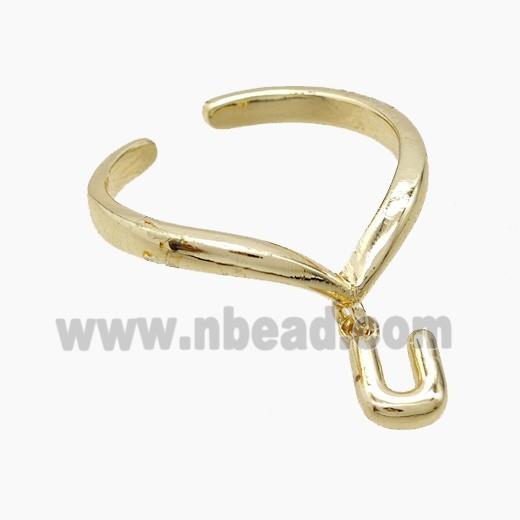 Copper Ring With Letter-U Gold Plated