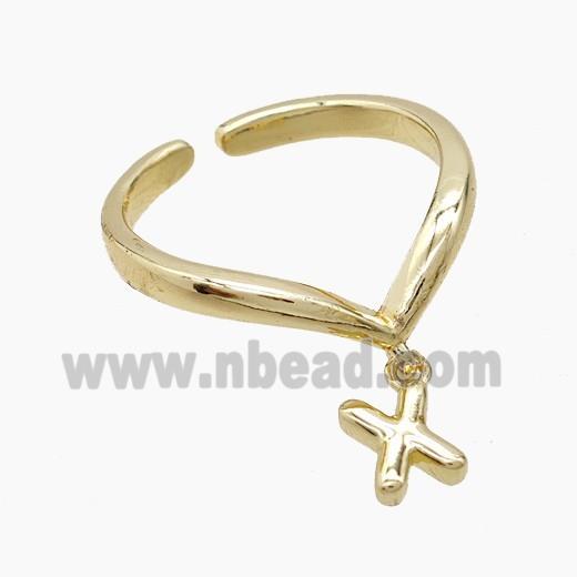 Copper Ring With Letter-X Gold Plated