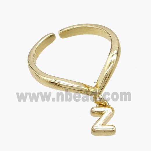 Copper Ring With Letter-Z Gold Plated
