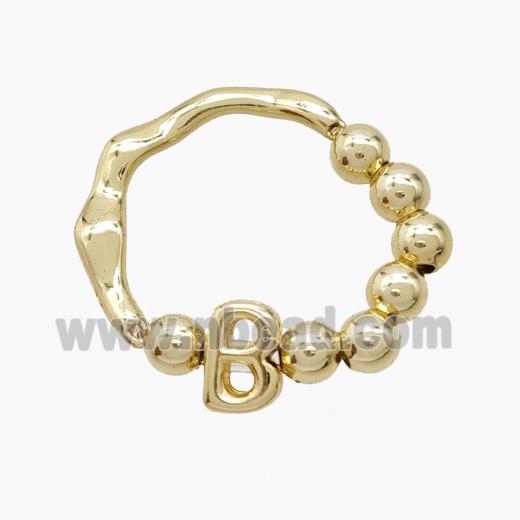 Copper Ring With Letter-B Gold Plated
