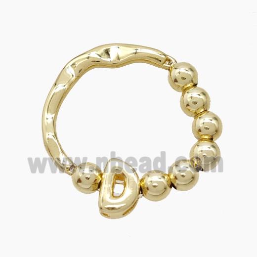 Copper Ring With Letter-D Gold Plated