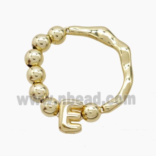 Copper Ring With Letter-E Gold Plated