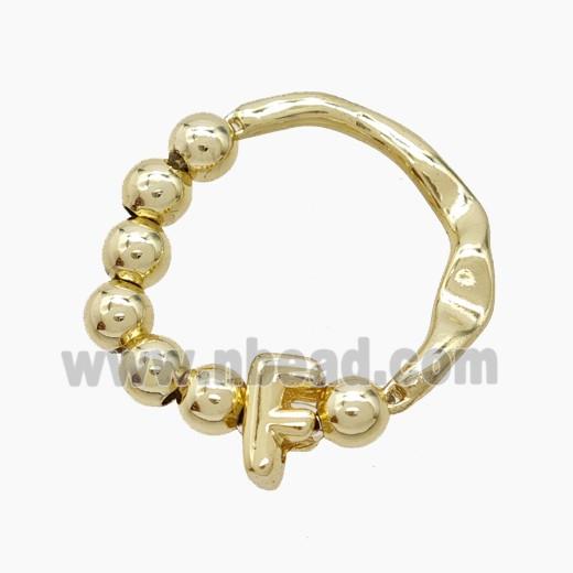 Copper Ring With Letter-F Gold Plated