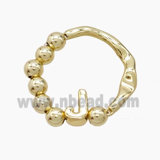 Copper Ring With Letter-J Gold Plated