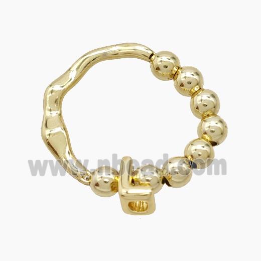 Copper Ring With Letter-L Gold Plated