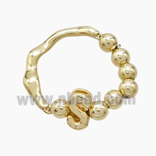 Copper Ring With Letter-S Gold Plated