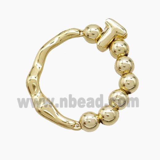 Copper Ring With Letter-T Gold Plated