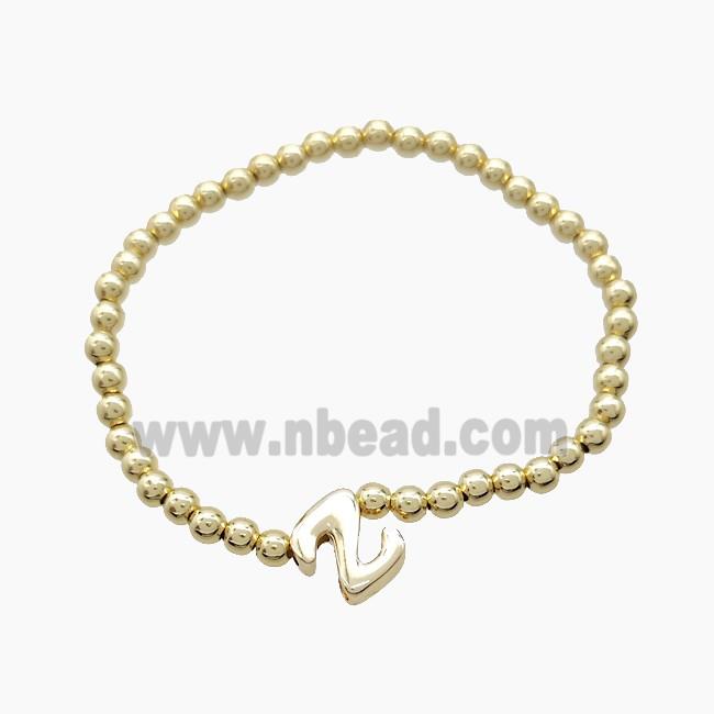 Copper Bracelet With Letter-Z Stretchy Gold Plated