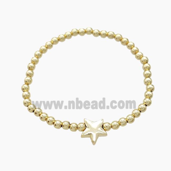 Copper Bracelet With Star Stretchy Gold Plated