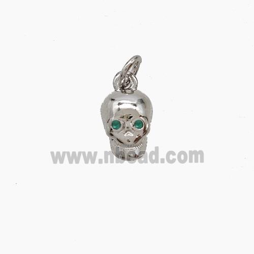 Copper Skull Pendant Pave Zirconia Platinum Plated