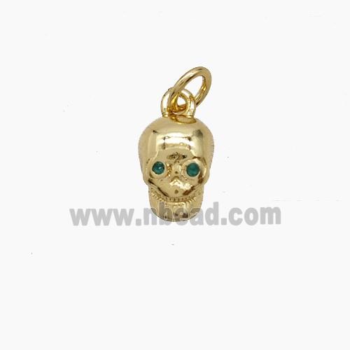 Copper Skull Pendant Pave Zirconia Gold Plated
