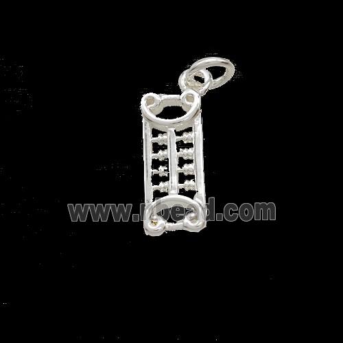 Copper Lucky Abacus Pendant Shiny Silver