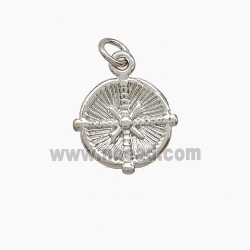 Copper Compass Pendant Platinum Plated