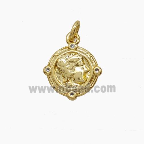 Copper Human Pendant Pave Zirconia Gold Plated